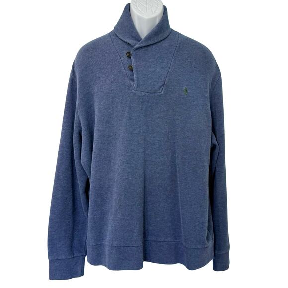 Polo Ralph Lauren Luxury Jersey Shawl Heather Blue Pullover Sweater size XL Mens - Picture 8 of 12